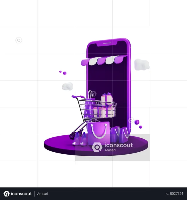 Compras pelo celular  3D Icon