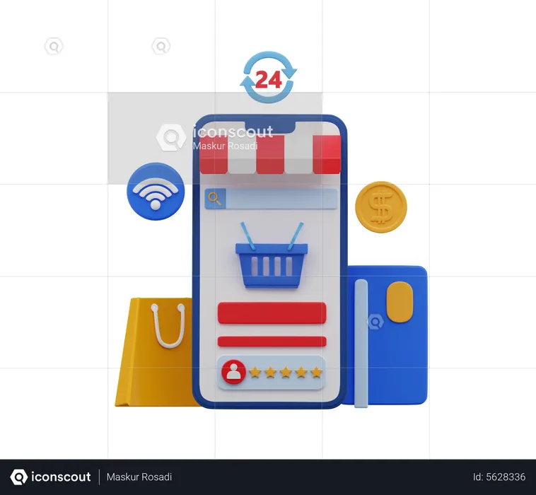 Mobile Shopping app  3D Illustration