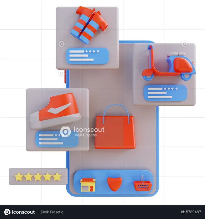 Mobile Shopping App  3D Illustration