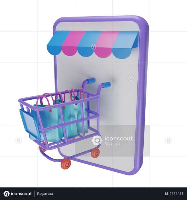 Mobile Shopping Application  3D Icon