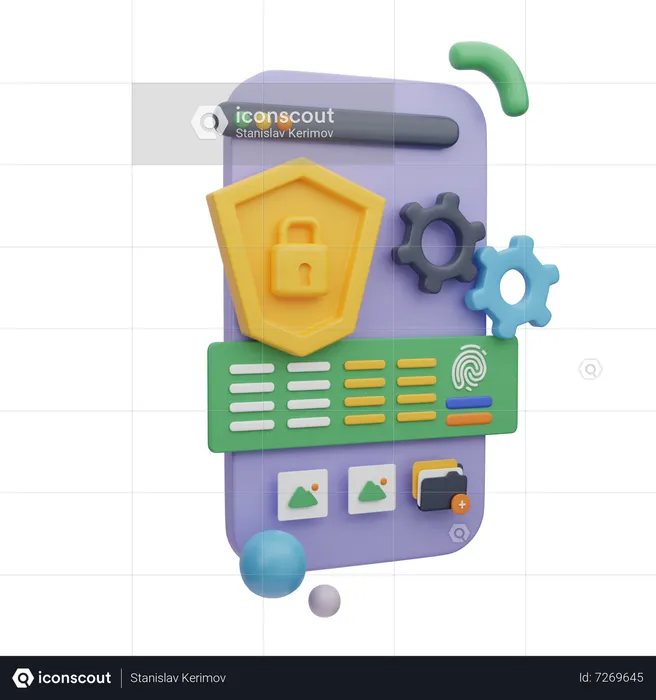 Dashboard für mobile Sicherheit  3D Illustration