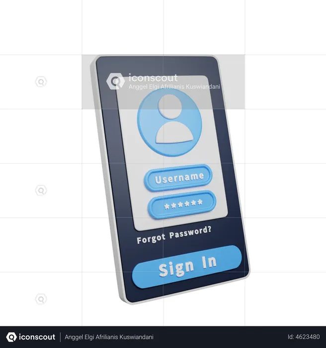 Mobile Sign In  3D Illustration