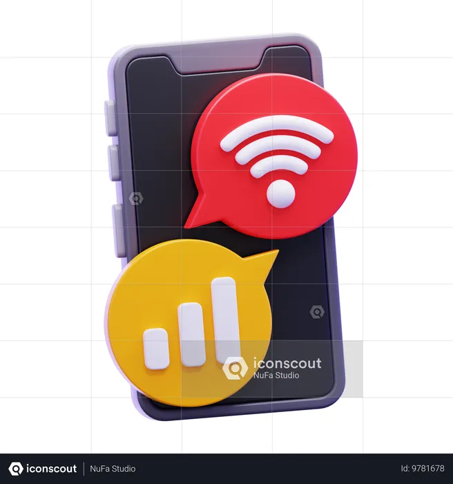 携帯電話の電波  3D Icon
