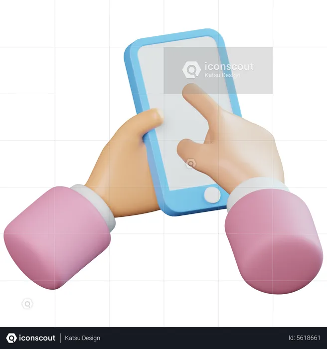 Mobile Touching Hand Gesture  3D Icon