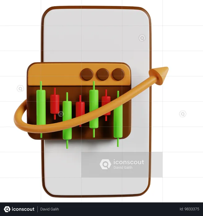 모바일 트레이딩 시장 성장  3D Icon
