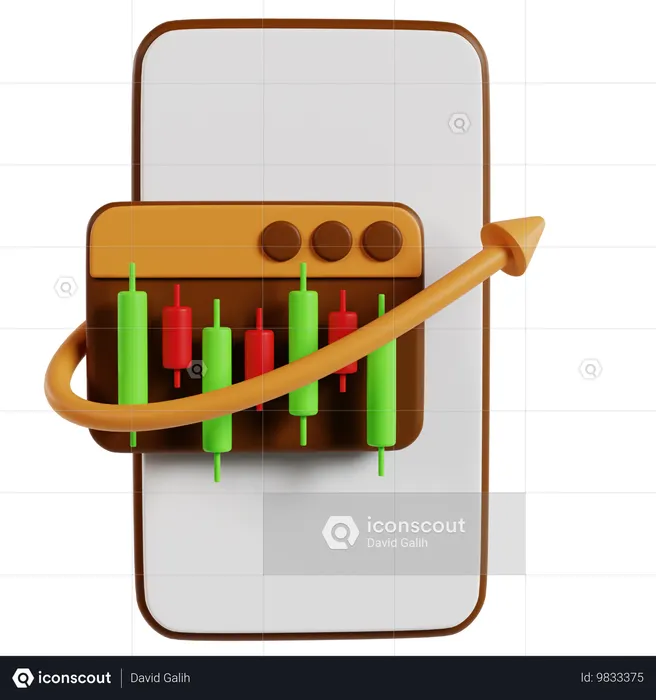 Mobile Trading Market Growth  3D Icon