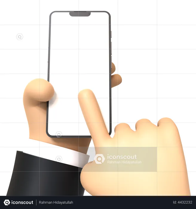 Mobile Using Hand Gesture  3D Illustration