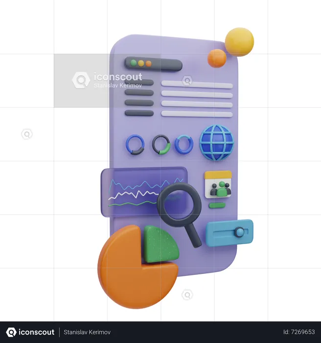 Mobile Web Search Dashboard  3D Illustration