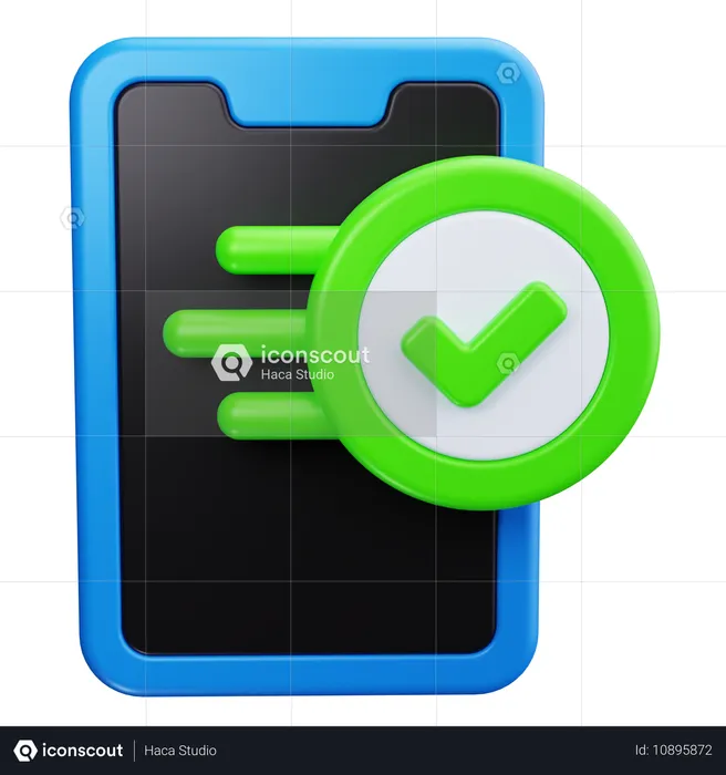 チェックマーク付きモバイル  3D Icon