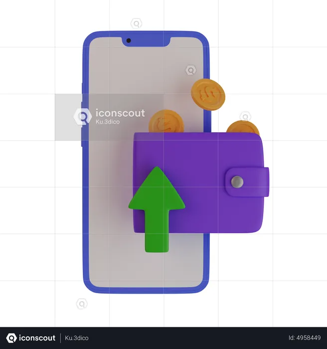 Mobile with purse uprise  3D Icon