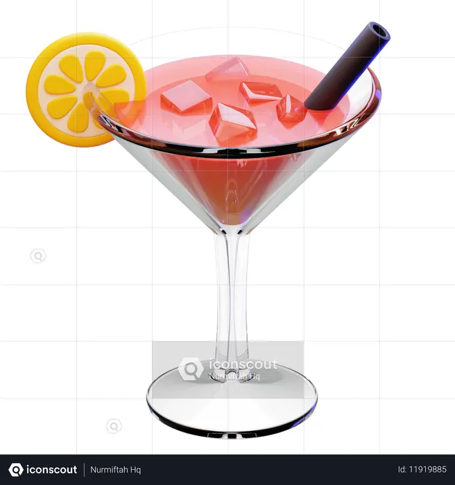 Mocktail Glass  3D Icon