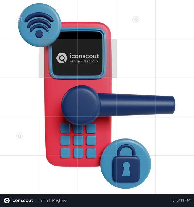 Modern Smart Door Lock System  3D Icon