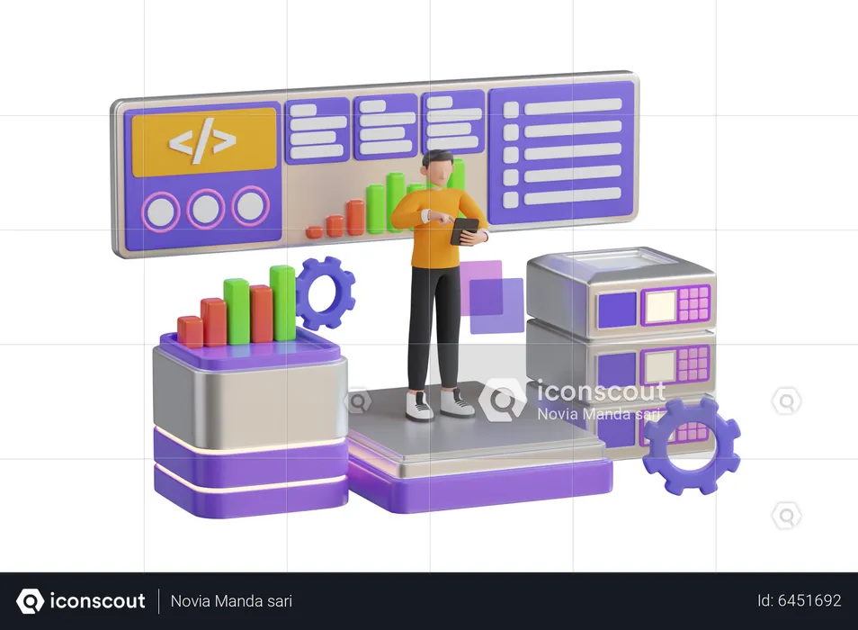 Modern Technology and Software Development  3D Illustration