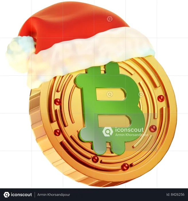 Moeda bitcoin de natal  3D Icon