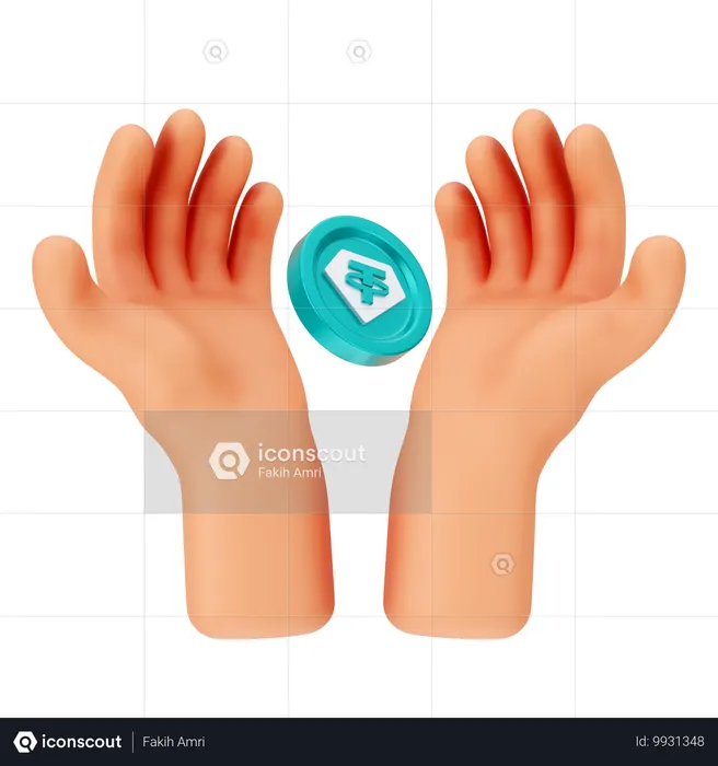 Moeda na mão  3D Icon