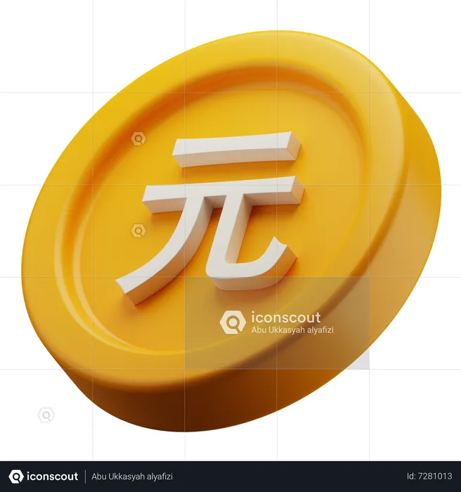 Moeda de ouro yuan chinês  3D Icon