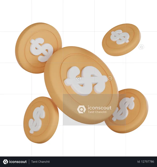 Moedas de dólar  3D Icon