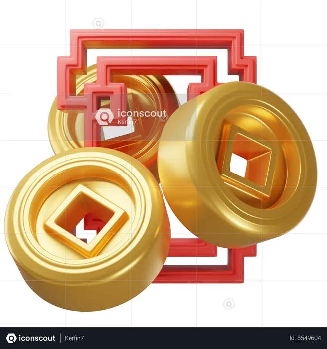 Moedas do ano novo chinês  3D Icon