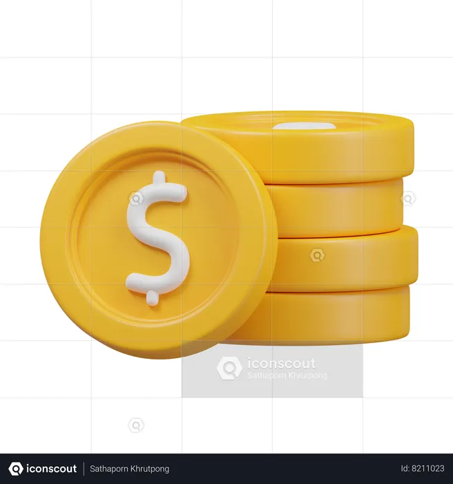 Moedas de dólar  3D Icon