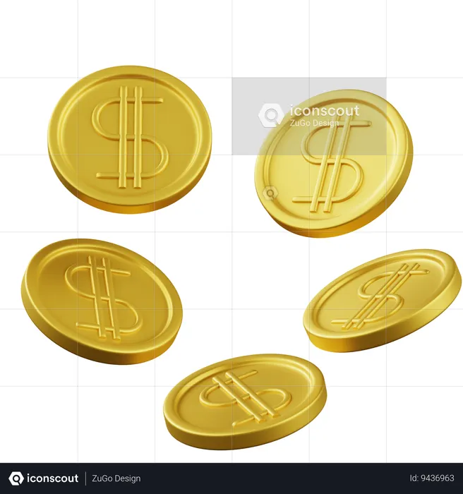 Moedas de dólar  3D Icon