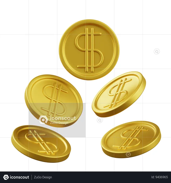 Moedas de dólar  3D Icon