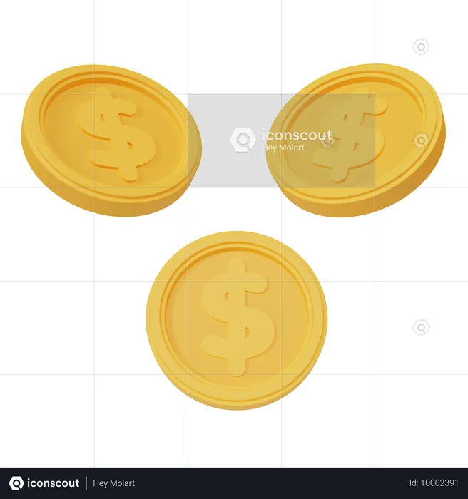 Moedas de dólar  3D Icon