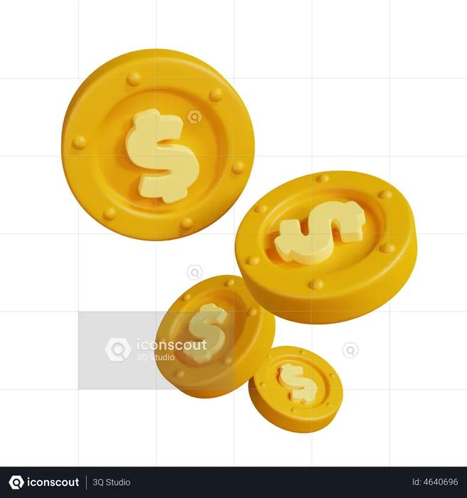 Moedas de dólar  3D Illustration