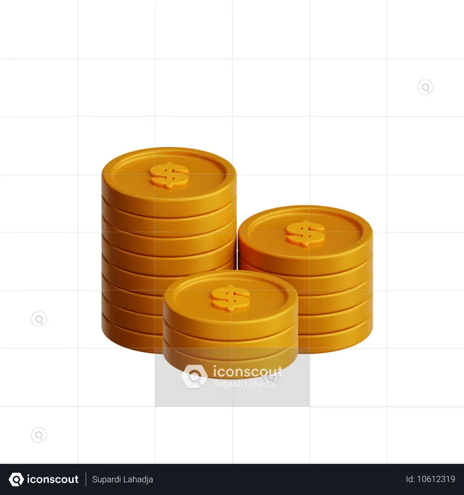 Moedas empilhadas dólares  3D Icon