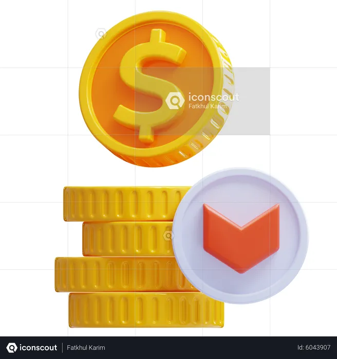 Moedas empilhadas para baixo  3D Icon