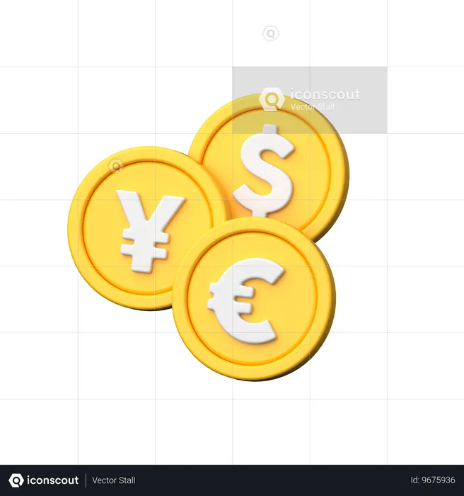 Moedas estrangeiras  3D Icon