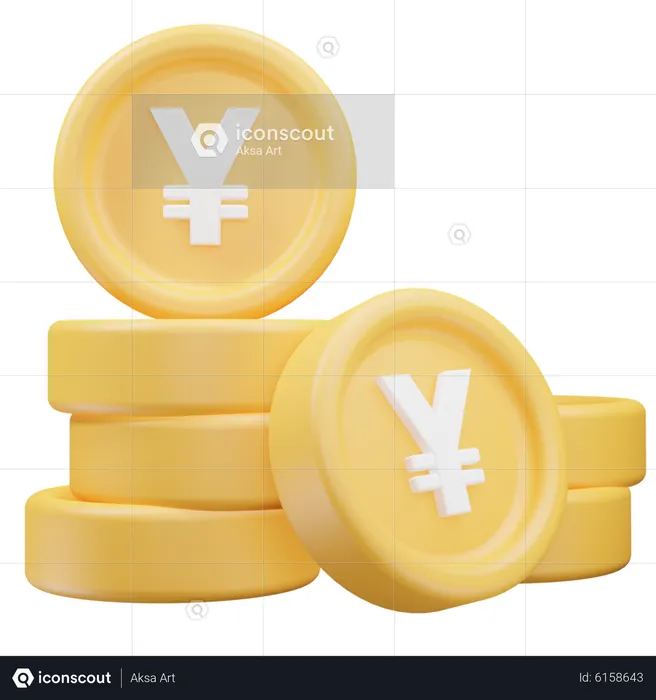 Moedas de ienes  3D Icon