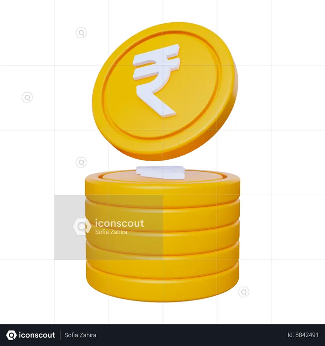 Moedas de rupia  3D Icon