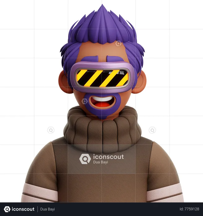 Uomo con capelli mohawk con vr  3D Icon