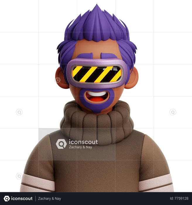 Mohawk Hair Man With VR  3D Icon