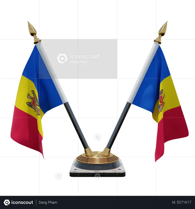 Support de drapeau de bureau double (V) Moldavie Flag 3D Icon