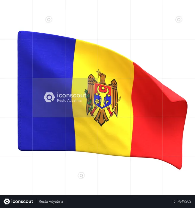 Moldova Flag Flag 3D Icon