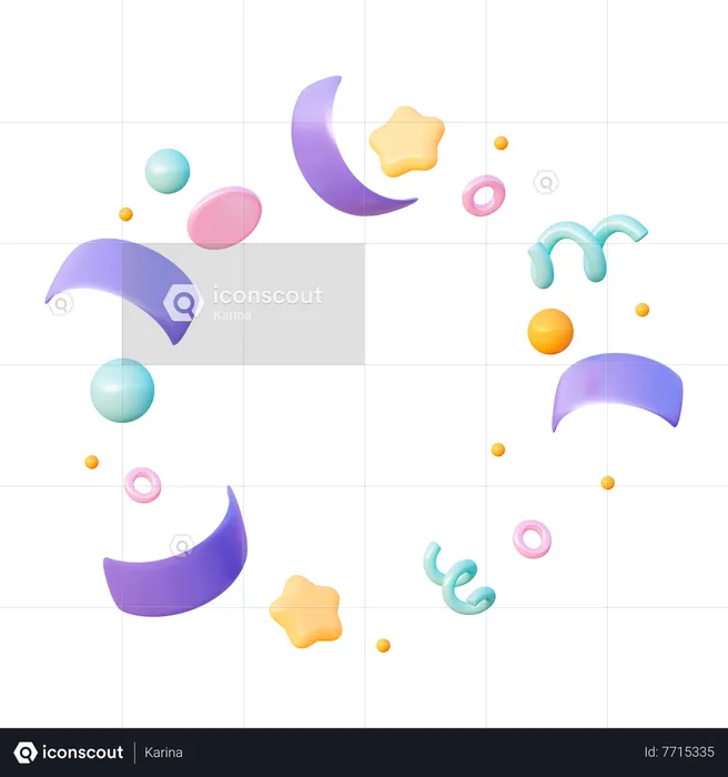Moldura redonda de confete  3D Icon