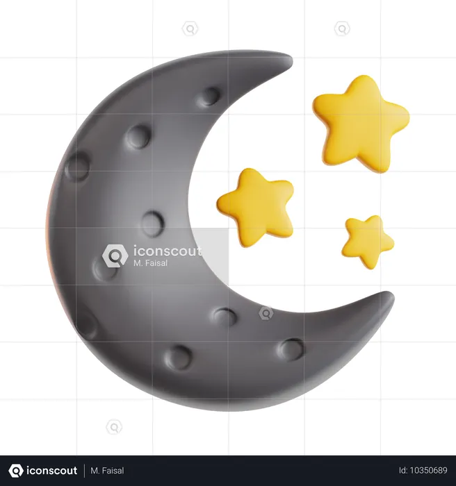 Mond und Sterne  3D Icon