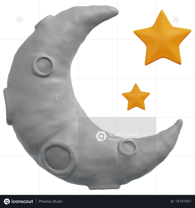 Mond und Sterne  3D Icon