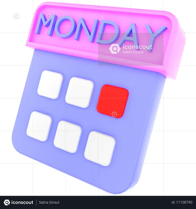 Monday  3D Icon