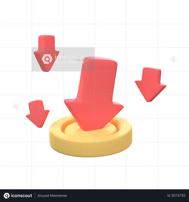 Moneda abajo  3D Icon