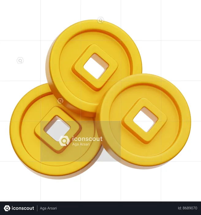 Moneda china  3D Icon