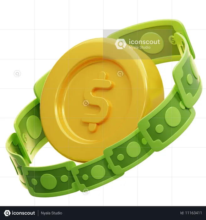 Moneda con dinero  3D Icon