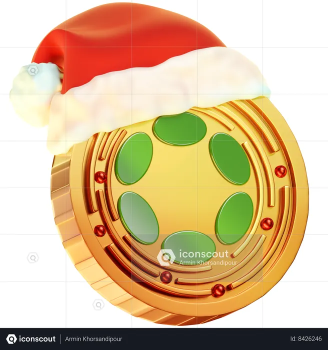 Moneda navideña de lunares  3D Icon
