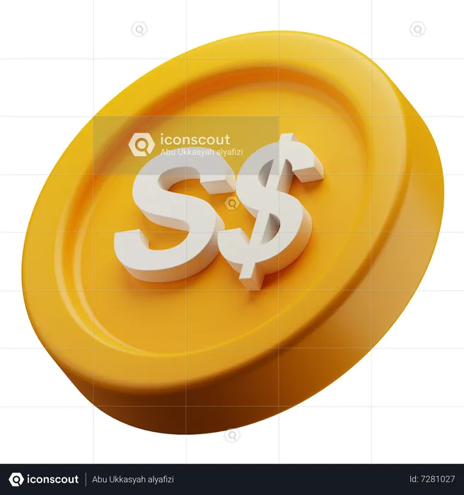 Moneda de oro del dólar de singapur  3D Icon