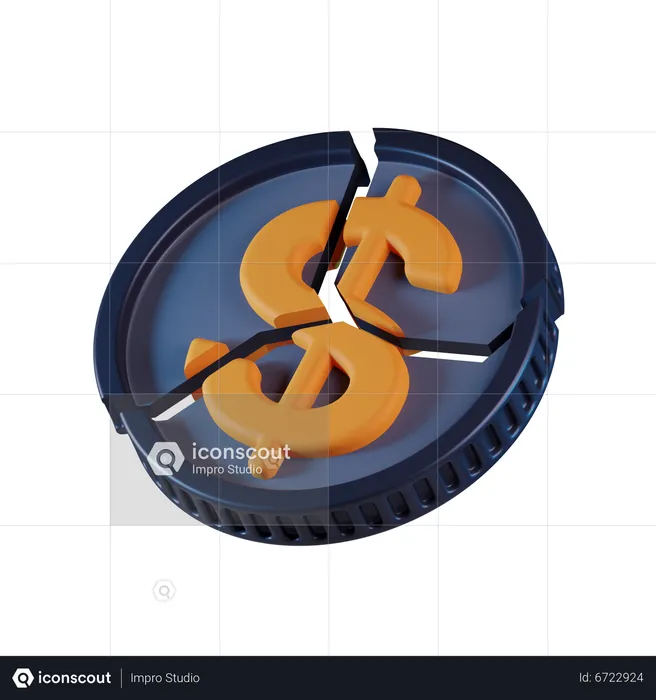 Moneda rota  3D Icon