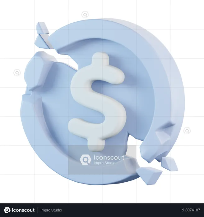 Moneda rota  3D Icon