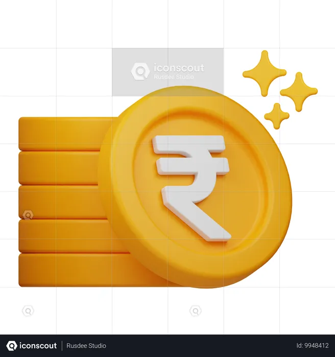 Moneda de rupia  3D Icon