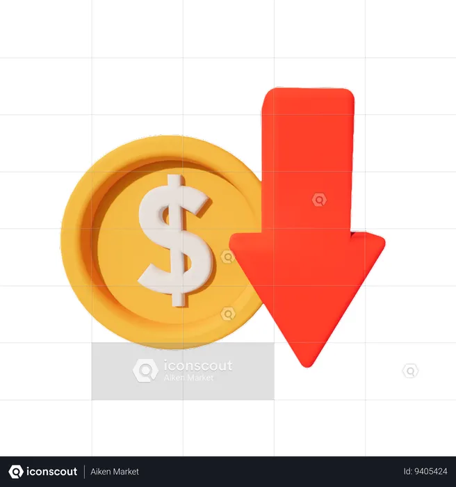 Monedas abajo  3D Icon