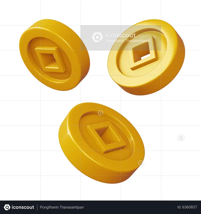 Monedas chinas  3D Icon